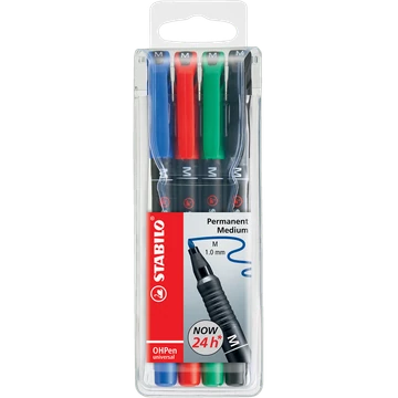 Alkoholos marker készlet 1mm, STABILO OHPen M, 4 klf. szín