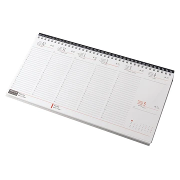 Asztali naptár 320mmx155mm, fehérlapok fekvő fekete műbőrrel borított tartóval Realsystem 2027.