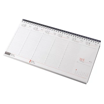 Asztali naptár 320mmx155mm, fehérlapok fekvő kék műbőrrel borított tartóval Realsystem 2027.
