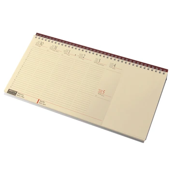 Asztali naptár 320mmx155mm, krémszínű lapokkal blokktömbös fekvő bordó műbőrrel borított tartóval Realsystem 2027.