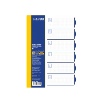 Elválasztólap, A4, prespán mintás 160 micron, 6 részes, PP Economix