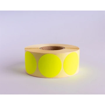 Etikett címke, 38mm, körcímke tekercses, 1000 címke/tekercs fluo sárga