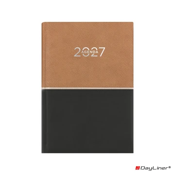 Határidőnapló Contrast A5 napi, fehér lapokkal barna-fekete Dayliner 2027.