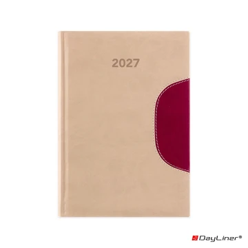 Határidőnapló Memphis B5 heti, fehér lapokkal bézs-padlizsán Dayliner 2027.