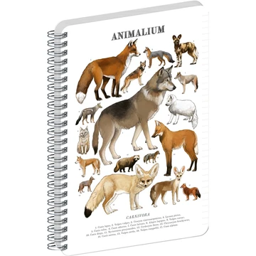 Jegyzetfüzet ikerspirálos Animalium – Canines, vonalas, 21x29,7cm A4, Presco