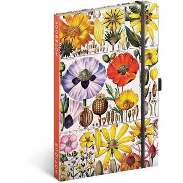 Keménytáblás notesz krémszínű lapokkal, pontozott, leszorító gumiszalaggal Herbal 130x210mm, Presco