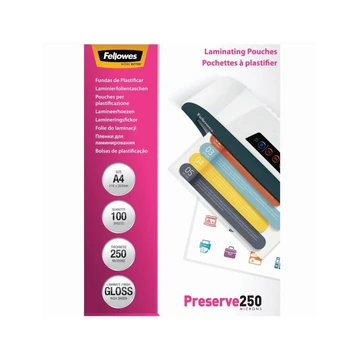 Lamináló fólia, A4, 250 mikron, fényes, 100 db/doboz, Fellowes®