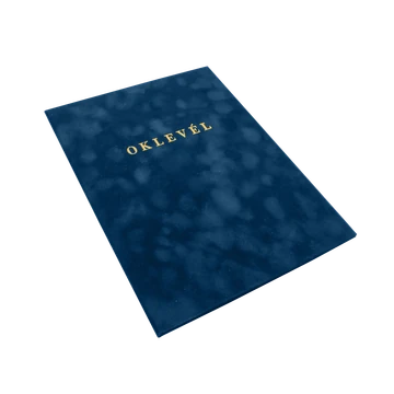 Oklevéltartó A4, prémium, arany nyomattal, Bluering® kék