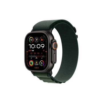 Okosóra APPLE Watch Ultra2 v2 Cellular 49mm Black titanium Case with Dark Green Alpine Loop - Large