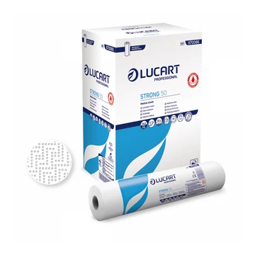 Orvosi papírlepedő 2 rétegű tekercses átmérő: 12 cm 135 lap/tekercs 50 m 6 tekercs/karton Strong 50 Lucart_870086 fehér