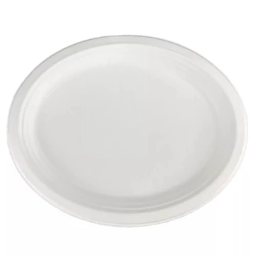 Tányér lapos ovális 25,4 x 19,05 cm komposztálható cukornád 125 db/csomag, natúr