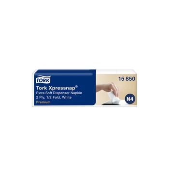 Szalvéta adagolóba 2 rétegű 1/2 hajtású 10,7 x 16,5 cm 1000 lap/csomag Premium Xpressnap® Extra Soft N4 Tork_15850 fehér