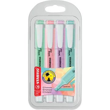 Szövegkiemelő 1-4mm, vágott hegy 4 db-os Stabilo Swing cool pastel 275/4