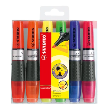 Szövegkiemelő készlet 2-5mm, vágott hegyű STABILO Luminator, 6 klf. szín