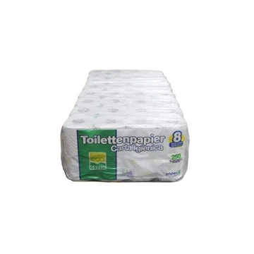 Toalettpapír 2 rétegű kistekercses 100 % cellulóz 250 lap/tekercs 8 tekercs/csomag EcoGreen Plus Carta Igienica Paperdi