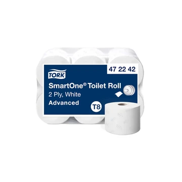 Toalettpapír 2 rétegű laponkénti 1150 lap/tekercs 6 tekercs/karton Advanced Smart One® T8 Tork_472242 fehér