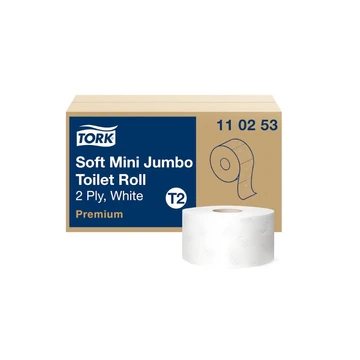 Toalettpapír 2 rétegű közületi átmérő: 18,8 cm 850 lap/170 m/tekercs 12 tek/karton Soft Mini Jumbo T2 Tork_110253 fehér