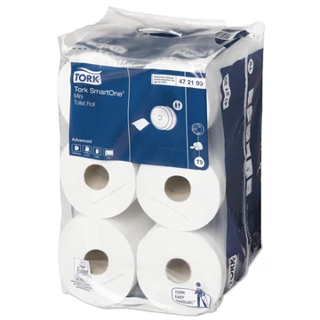 Toalettpapír 2 rétegű közületi átmérő: 14,9 cm laponkénti 12 tekercs/karton Advanced Smart One® Mini Tork_472193 fehér