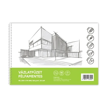 Vázlatfüzet FÉLFAMENTES B/5 32 lap 120gr. Bluering