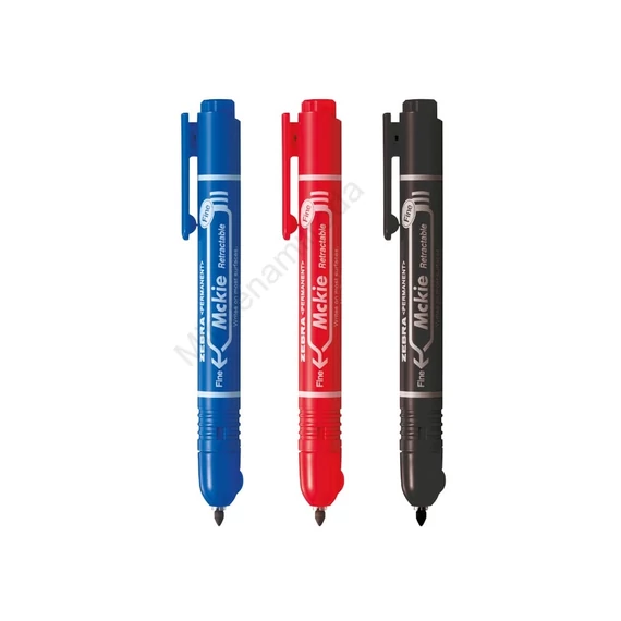 Alkoholos marker 1,3 mm, nyomógombos, Zebra Mckie Retractable írásszín fekete