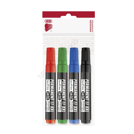 Alkoholos marker készlet, 3mm, kerek hegyű Ico 11XXL, 4 klf.szín