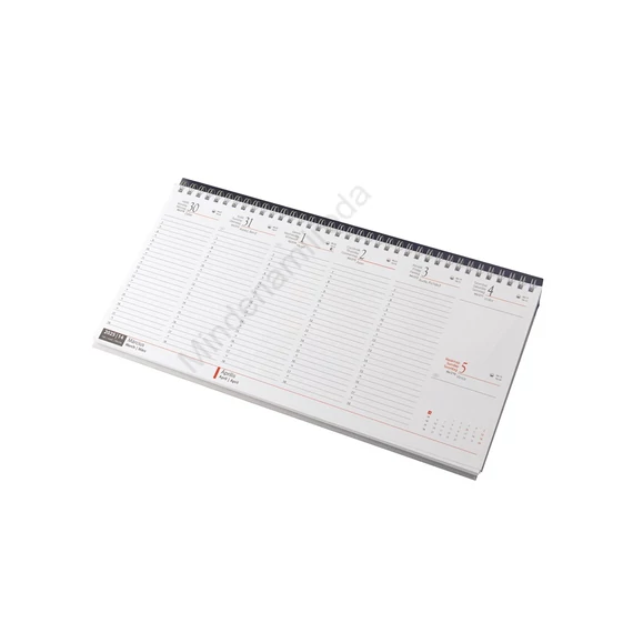Asztali naptár 320mmx155mm, fehérlapok fekvő kék műbörrel borított tartóval Realsystem 2026.