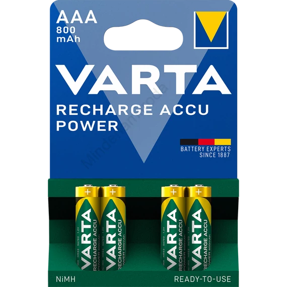 Elem tölthető akku AAA mikro 800 mAH Power 4 db/csomag, Varta