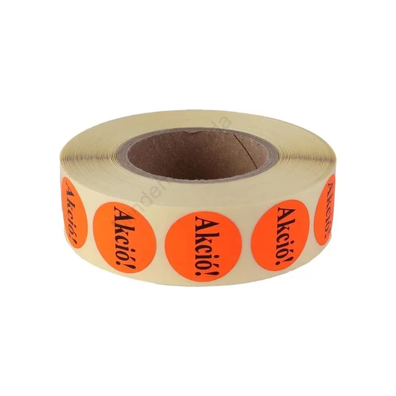 Etikett címke, 20mm, körcímke tekercses, akció felírattal 1000 címke/tekercs piros