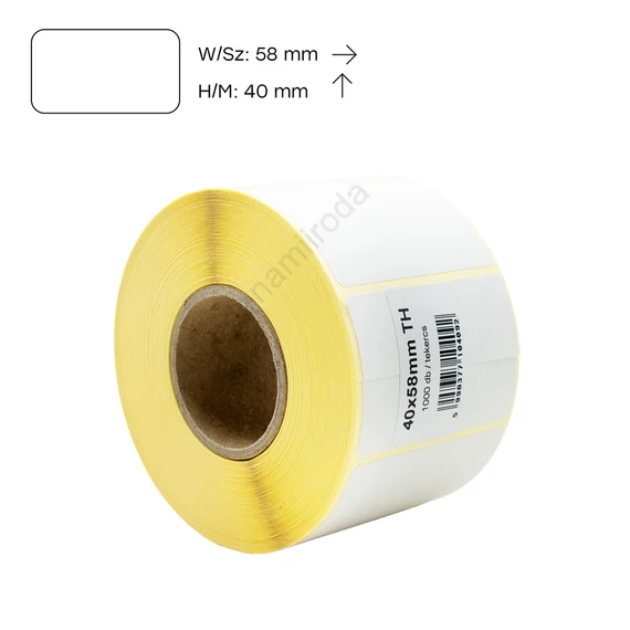 Etikett címke thermo, 40x58mm, tekercses, 1000 címke/tekercs fehér