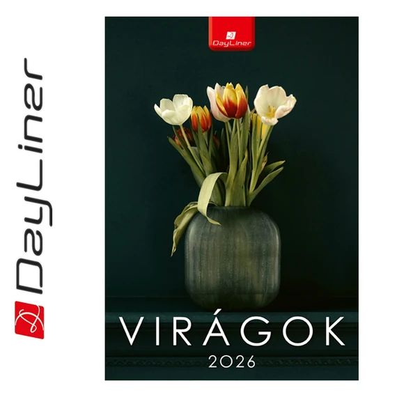 Falinaptár képes 230 x 330 mm, fehér lapokkal Virágok Dayliner 2027.