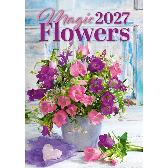 Falinaptár képes 315 x 450 mm, fehér lapokkal Magic Flowers Dayliner 2027.