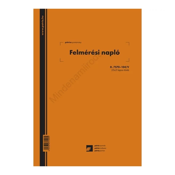 Felmérési napló A4, 20x5lap