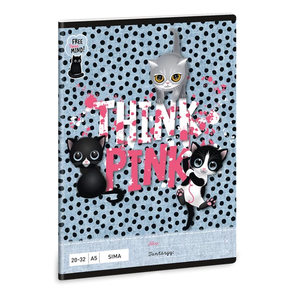 Füzet iskolai A5, 32lap, sima 20-32 Ars Una THINK-PINK (5285) 23 10db/csomag