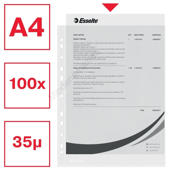 Genotherm lefűzhető, A4, 38-40 micron narancsos Esselte 16690 Classic 100 db/csomag