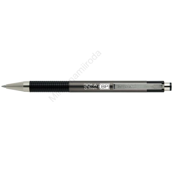 Golyóstoll 0,7mm, metál antracit test, Zebra F-301A, írásszín kék