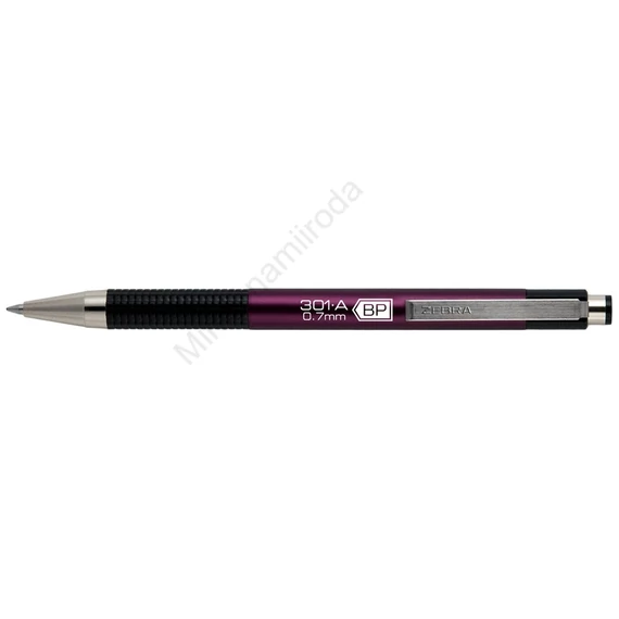 Golyóstoll 0,7mm, metál mályva test, Zebra F-301A, írásszín kék