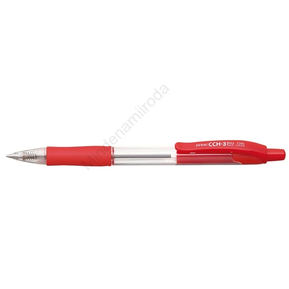 Golyóstoll 0,7mm, piros átlátszó test, Penac CCH-3, írásszín piros