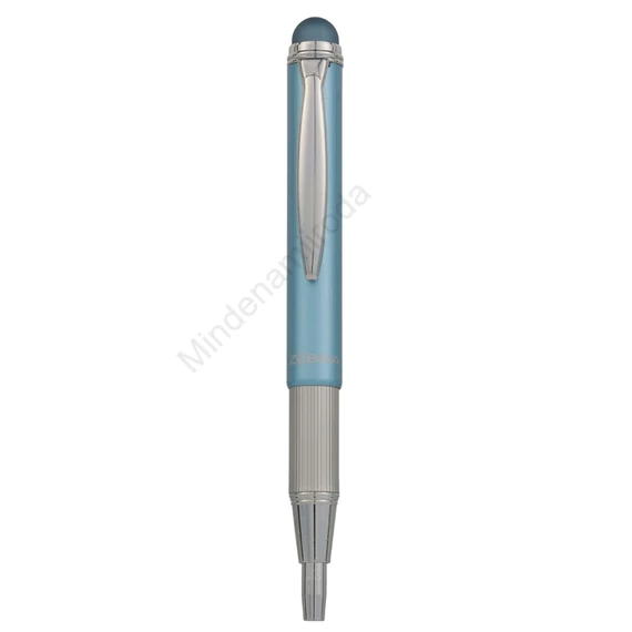 Golyóstoll metál világoskék test, Zebra Stylus Telescopic, írásszín kék