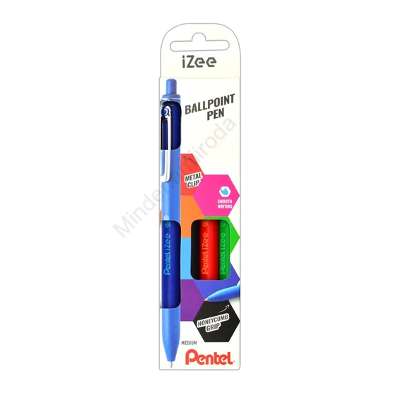 Golyóstoll nyomógombos 0,35mm, Pentel iZee 4 db-os kék,piros,fekete,zöld