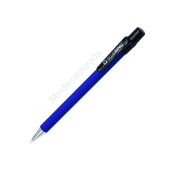 Golyóstoll nyomógombos, gumírozott kék test, Bluering® X6, írásszín kék
