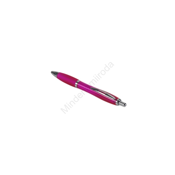Golyóstoll nyomógombos 0,8mm, műanyag neon pink test Bluering® BR116, írásszín kék