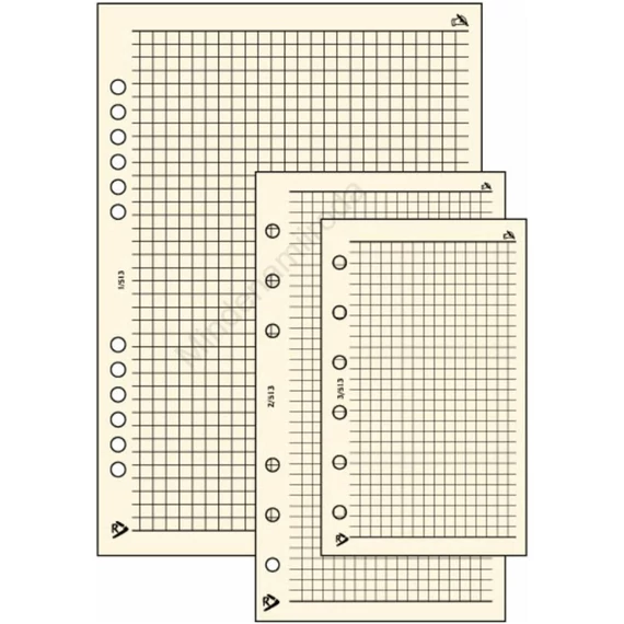 Gyűrűs kalendárium utántöltő csomag  1/513 sárga papíros négyzethálós jegyzet L mérethez Realsystem