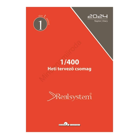 Gyűrűs kalendárium utántöltő csomag 1/400 fehér papíros éves, heti beosztású L mérethez Realsystem