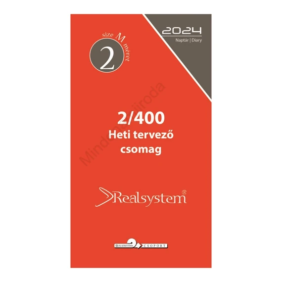 Gyűrűs kalendárium utántöltő csomag  2/400 fehér papíros éves, heti beosztású M mérethez Realsystem