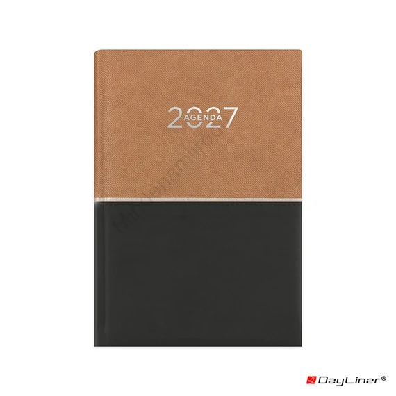 Határidőnapló Contrast A5 napi, fehér lapokkal barna-fekete Dayliner 2027.