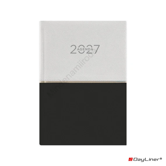 Határidőnapló Contrast A5 napi, fehér lapokkal fehér-fekete Dayliner 2027.