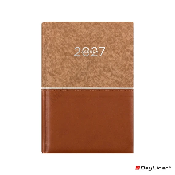Határidőnapló Fifty A5 napi, fehér lapokkal barna Dayliner 2027.
