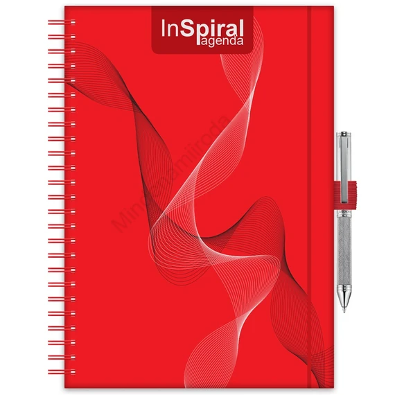 Határidőnapló InSpiral A5 heti, fehér lapokkal piros-piros Dayliner 2027.