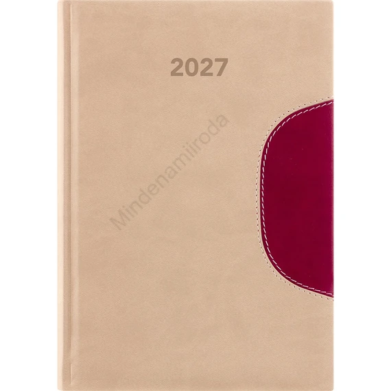 Határidőnapló Memphis A5 napi, fehér lapokkal bézs-padlizsán Dayliner 2027.