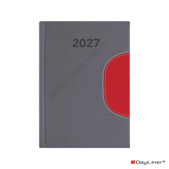Határidőnapló Memphis B6 heti, fehér lapokkal szürke-piros Dayliner 2027.